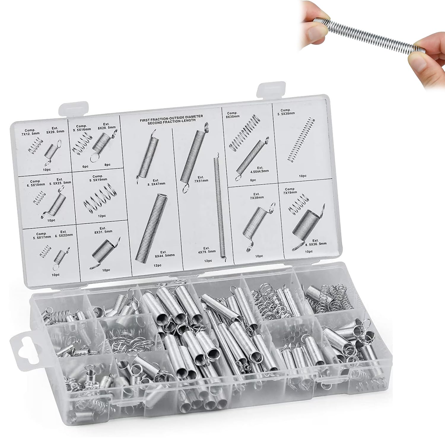 200 PCS Spring Assortment Set, Tension Springs Assorted, Small